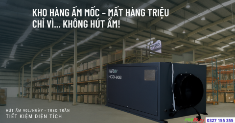 Harison HCD-90B - Giải Pháp Hút Ẩm Treo Trần Hiện Đại Cho Kho Logistics